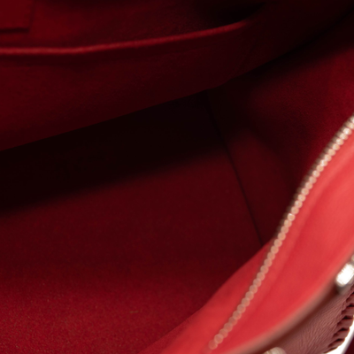 Louis Vuitton Monogram V Zipper Tote Red Leather Handbag