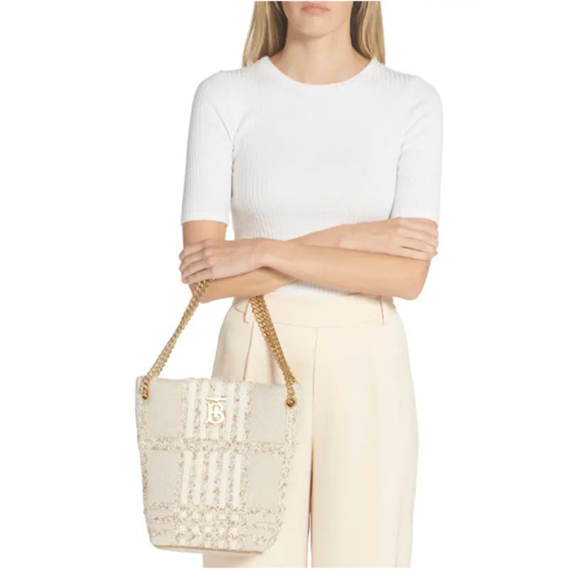 Burberry Lola Bucket Bag in White