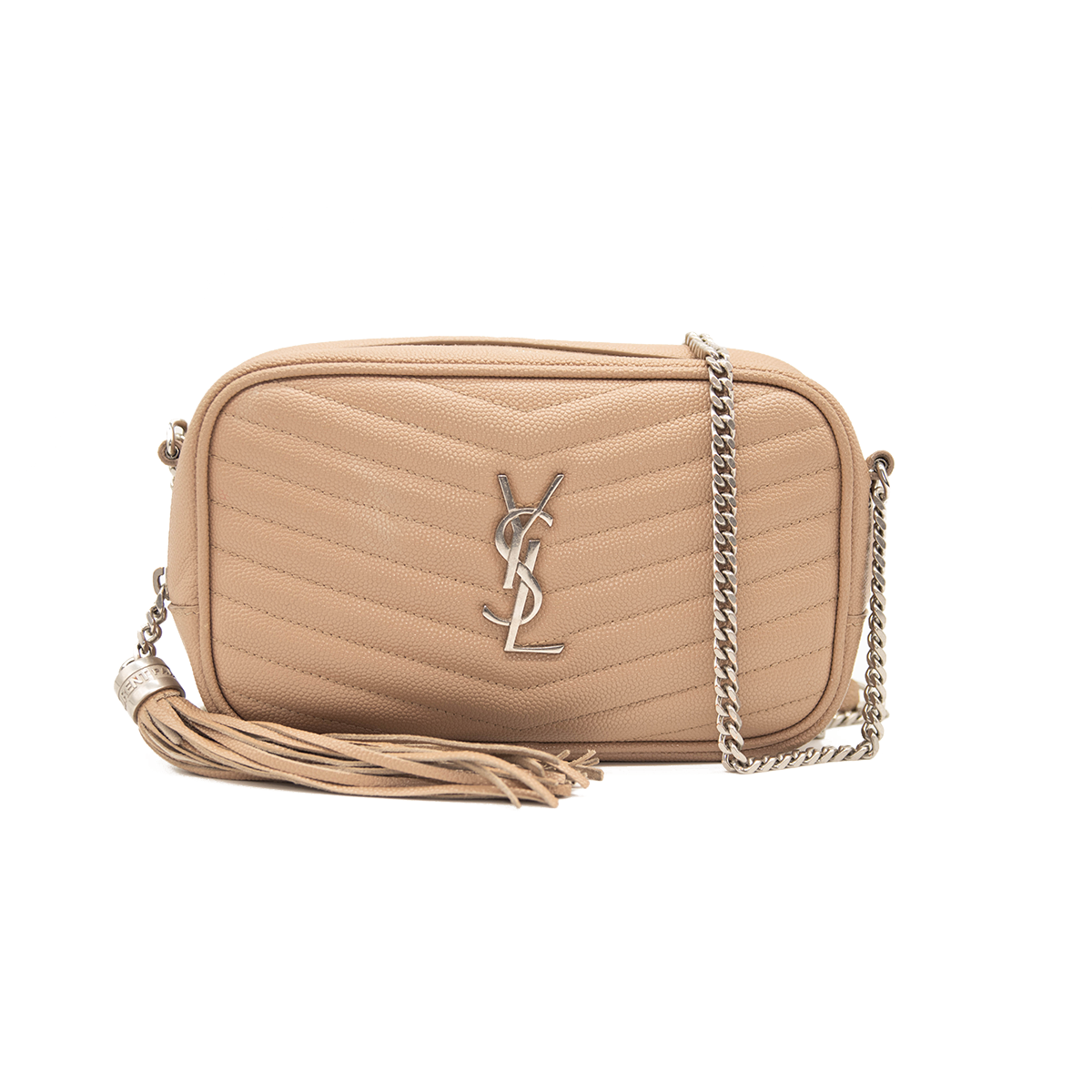 YSL Mini Lou Gray Camera Bag Gold Hardware. Made in Italy. With