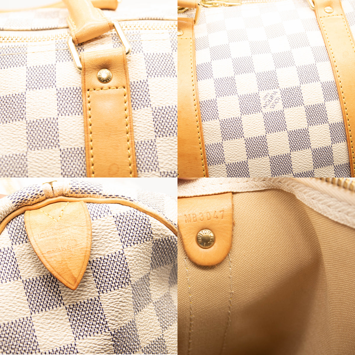 Louis Vuitton Blue Damier & Orange-Trim 'Keepall 55' Bag