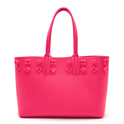 NEW $1795 Christian Louboutin Small Cabata Studded Leather Tote Pink POUPIDOU