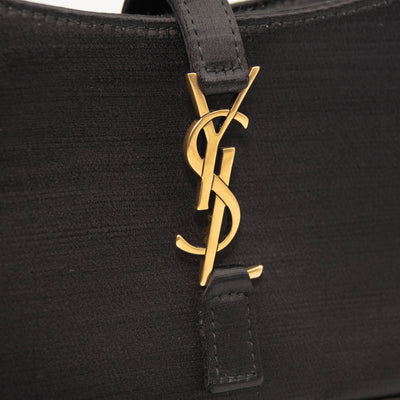Saint Laurent Black Quilted Satin Monogram Shoulder Bag