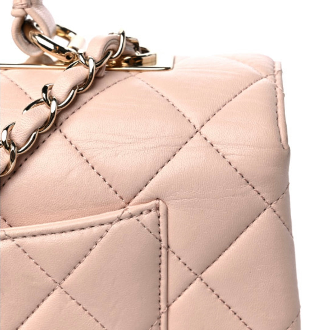 Chanel Light Pink Quilted Lambskin Trendy CC Wallet On Chain Gold