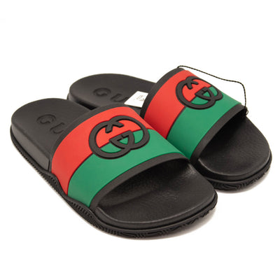 NEW Gucci Pursuit GG Logo Slide Sandal (Women) EU 35 Black Green Red with Box