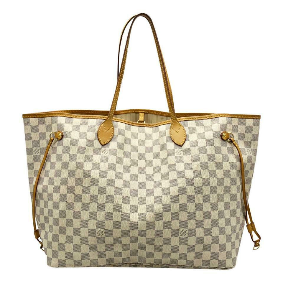 Louis Vuitton Neverfull Gm White Damier Azur Canvas Tote