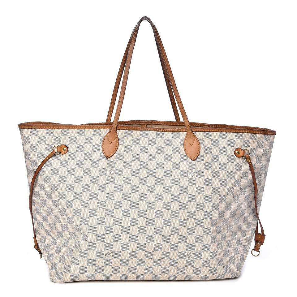 Louis Vuitton Neverfull Damier Azur Gm White Coated Canvas Tote