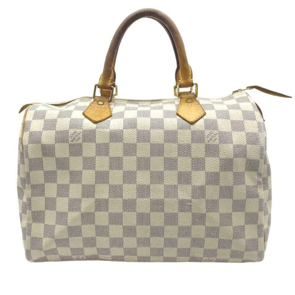 LOUIS VUITTON Speedy 30 Damier Azur Satchel Bag White - Sold
