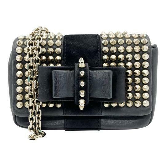 Christian Louboutin Crossbody Sweet Charity Studded and Suede Chain Bl -  MyDesignerly