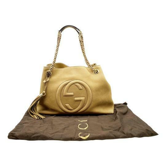 Gucci Interlocking G Shoulder Bag Small Beige in Leather with Gold