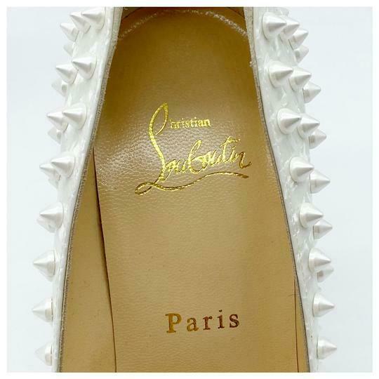 Christian Louboutin Follies Spikes 100 ivory leather pump  White high heel  shoes, White leather pumps, Red sole shoes