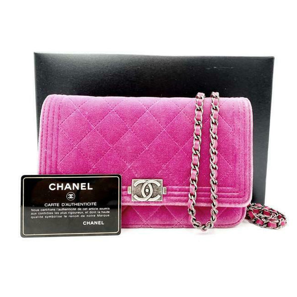 Wallet on chain boy velvet crossbody bag Chanel Purple in Velvet