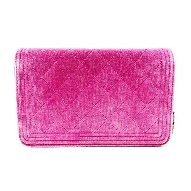 CHANEL Velvet Quilted Mini Boy Flap Purple