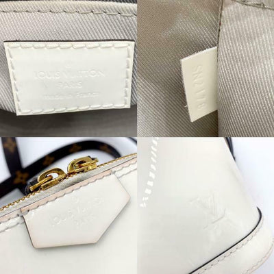 Louis Vuitton Cream Monogram Vernis Alma GM Bag White Leather ref