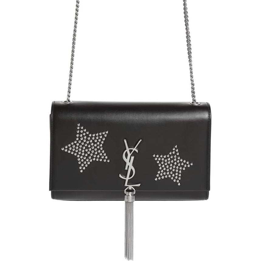 Saint Laurent Monogram Kate Monogram Medium Tassel Stars Black Calfskin Leather