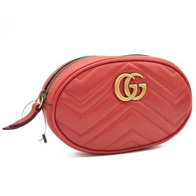 Gucci GG Marmont Shoulder Bag Matelasse Velvet Small Hibiscus Red