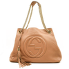 Gucci Pebbled Calfskin Medium Soho Chain Shoulder Bag Camelia