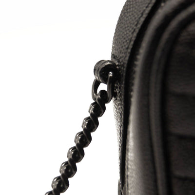 NEW SAINT LAURENT Grain De Poudre Matelasse Monogram Mini Lou Camera Bag Black