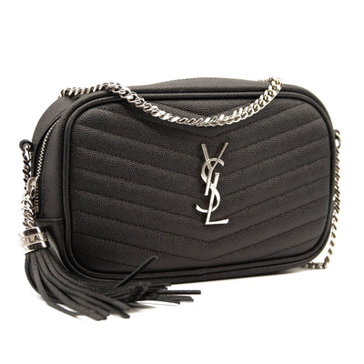 NEW SAINT LAURENT Grain De Poudre Matelasse Monogram Mini Lou Camera Bag Black