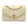 CHANEL Lambskin Chevron Quilted Envelope Flap White