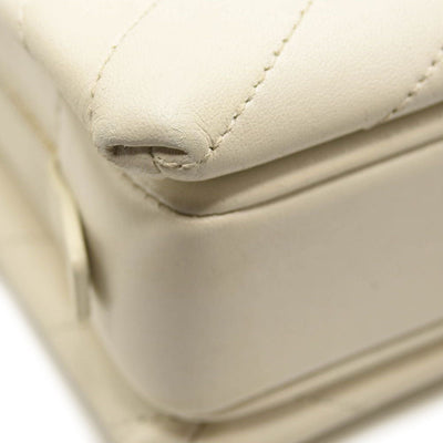 CHANEL Lambskin Chevron Quilted Envelope Flap White