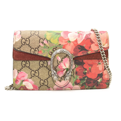 GUCCI GG Supreme Monogram Blooms Super Mini Dionysus Shoulder Bag Beige Multicolor Dry Rose