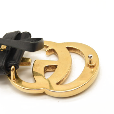 Gucci Calfskin Double G 40mm Belt 95 38 Black Gold