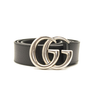 Gucci Calfskin Double G 40mm Belt 95 38 Black Silver