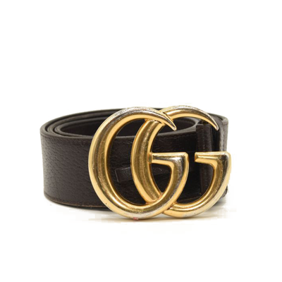 Gucci Grained Double G 40mm Belt 90 36 Brown Gold