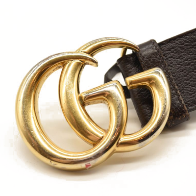 Gucci Grained Double G 40mm Belt 90 36 Brown Gold