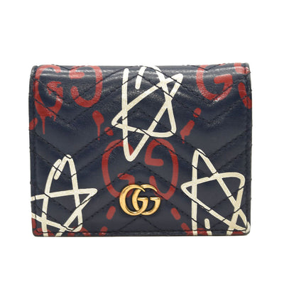 GUCCI Calfskin Matelasse Ghost GG Marmont Card Case Wallet