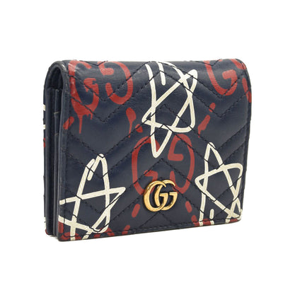 GUCCI Calfskin Matelasse Ghost GG Marmont Card Case Wallet