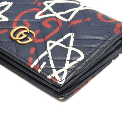 GUCCI Calfskin Matelasse Ghost GG Marmont Card Case Wallet