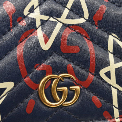 GUCCI Calfskin Matelasse Ghost GG Marmont Card Case Wallet