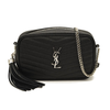 NEW SAINT LAURENT Grain De Poudre Matelasse Monogram Mini Lou Camera Bag Black Silver