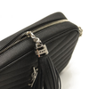 NEW SAINT LAURENT Grain De Poudre Matelasse Monogram Mini Lou Camera Bag Black Silver