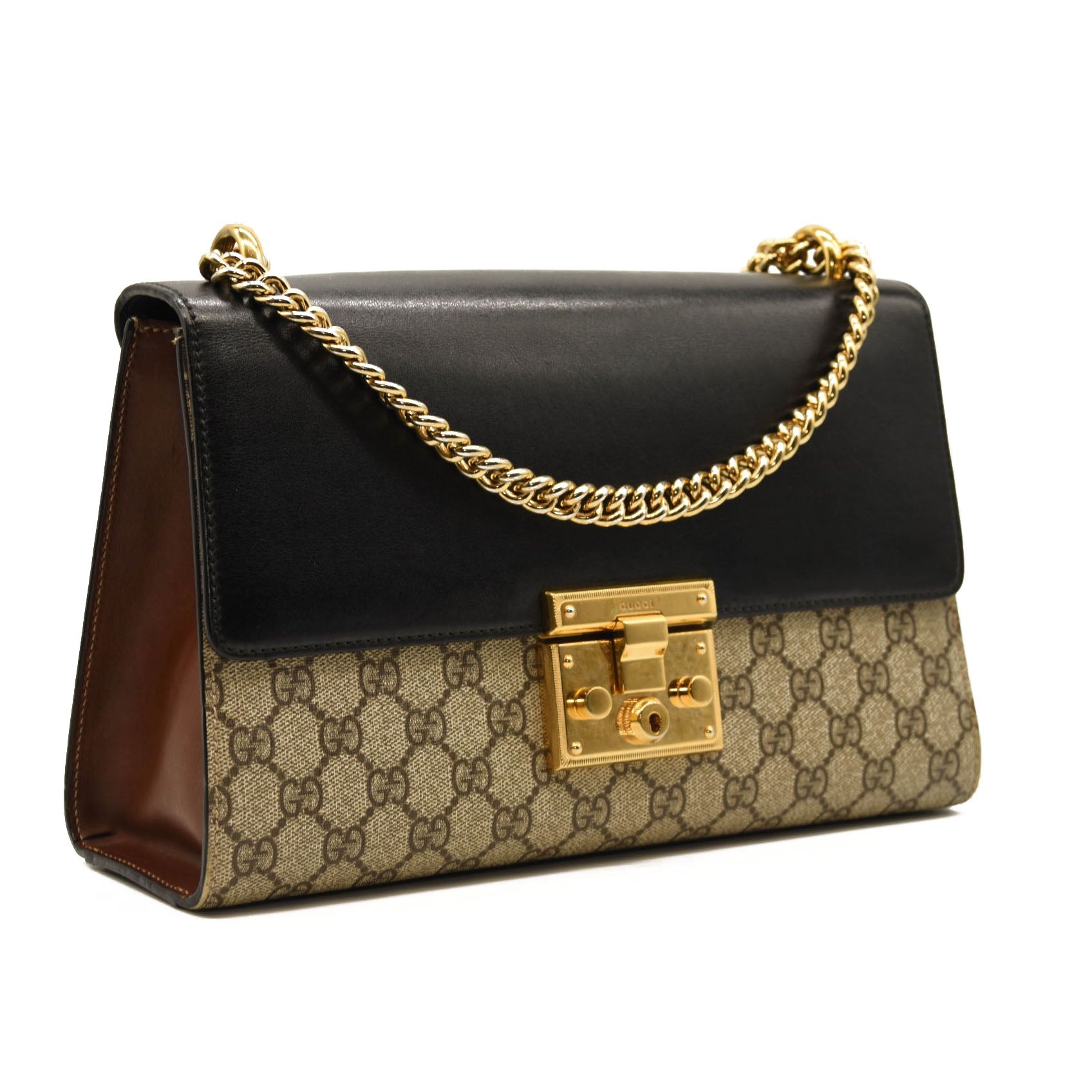 Gucci Padlock GG Supreme Top Handle Bag in Black