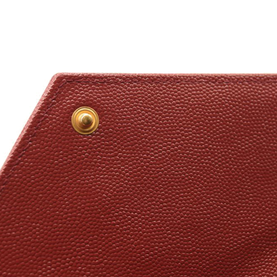 NEW SAINT LAURENT Grain De Poudre Matelasse Chevron Cassandre Envelope Chain Wallet Red