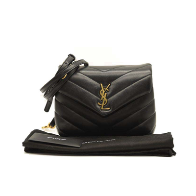 Saint Laurent Toy Loulou Strap Bag in Quilted Y Shoulder Bag Black