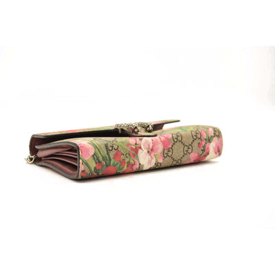 Gucci GG Supreme Monogram Blooms Dionysus Chain Wallet Beige Multicolor Dry Rose