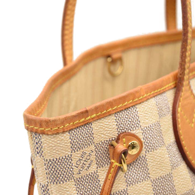 USED Louis Vuitton Neverfull PM Damier Azur White Tote