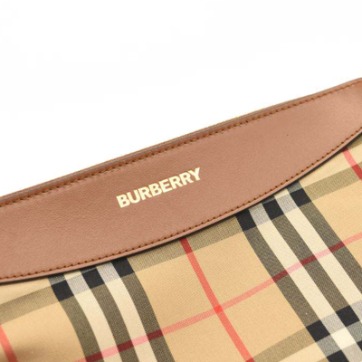 NEW Burberry Horseferry Check Leather Clutch Crossbody