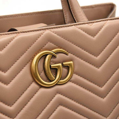 Gucci Calfskin Matelasse Medium GG Marmont Tote Porcelain Rose