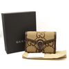 NEW Gucci Monogram Jumbo GG Textured Dollar Calfskin Mini Dionysus Chain Wallet Camel Ebony New Acero