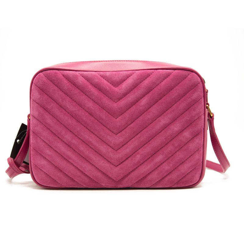 NEW Saint Laurent Calfskin Matelasse Monogram Lou Camera Bag Pink