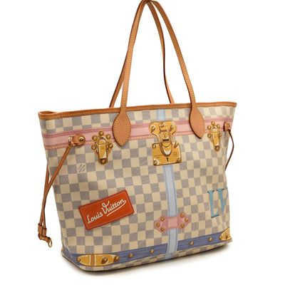 USED LOUIS VUITTON Damier Azur Summer Trunks Neo Neverfull MM