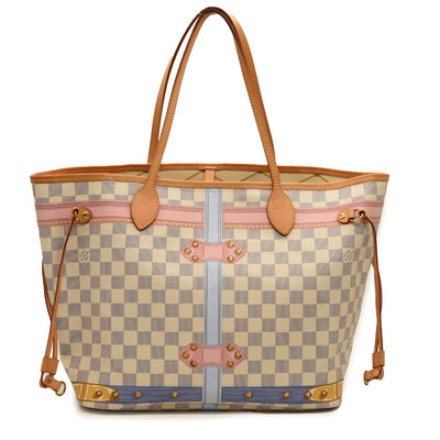 USED LOUIS VUITTON Damier Azur Summer Trunks Neo Neverfull MM