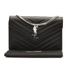 NEW $1790 SAINT LAURENT Grain De Poudre Matelasse Chevron Monogram Chain Wallet Black