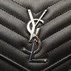 NEW $1790 SAINT LAURENT Grain De Poudre Matelasse Chevron Monogram Chain Wallet Black