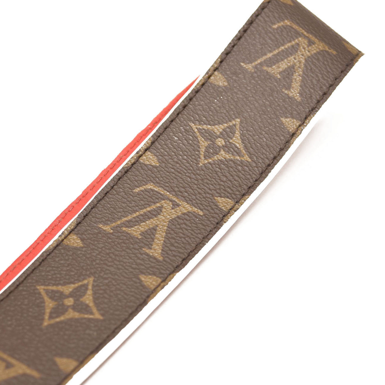 Red and mono louis vuitton shoulder strap