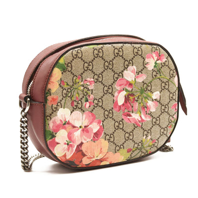 GUCCI GG Supreme Monogram Blooms Mini Chain Shoulder Bag Beige Multicolor Dry Rose